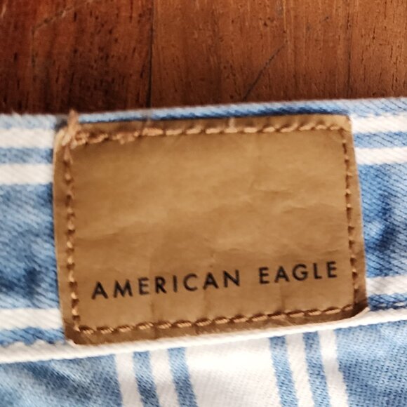 American Eagle Outfitters Blue/White Vertical Striped Mom Jeans Size 4 Short - Picture 16 of 16